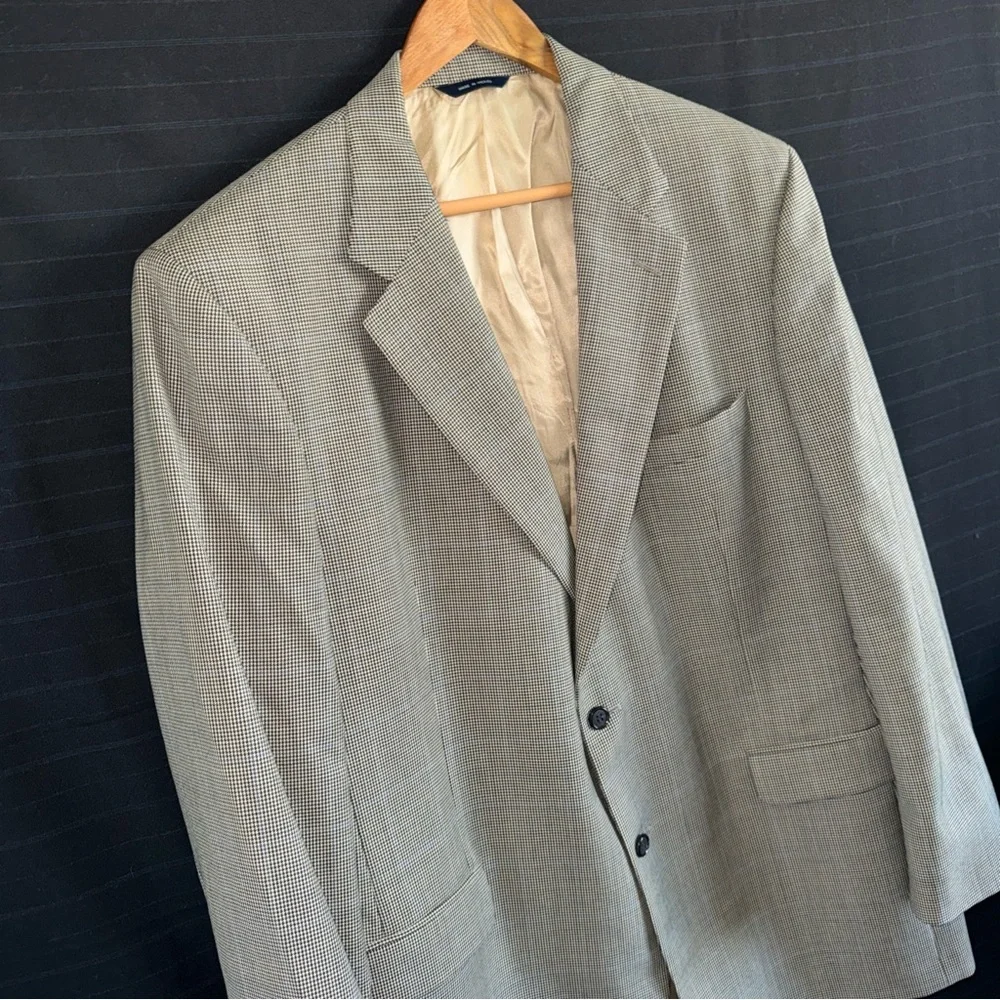Brooks Brothers Black Tan Houndstooth Wool Cashmere Jacket Sports Coat 46 L - Picture 2 of 14